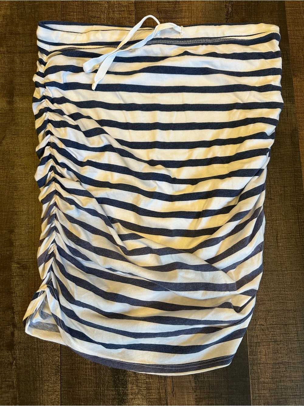 Women's Navy & White Striped Skirt with Drawstring